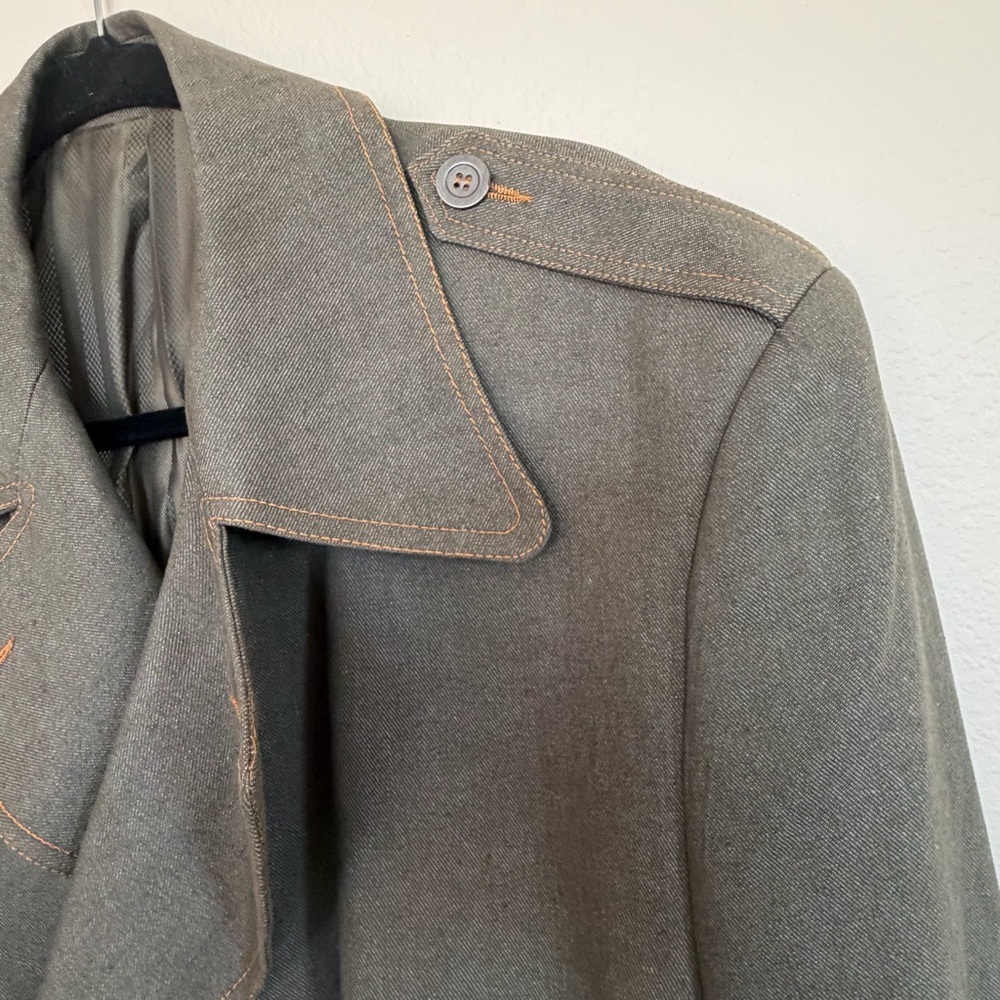 IL Canto Olive Green Denim Trench Coat - Picture 5 of 12